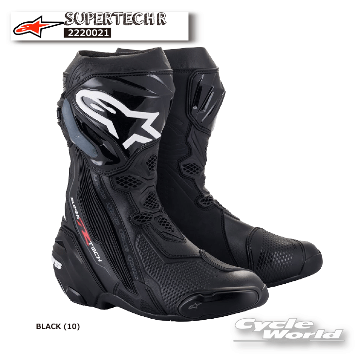 ☆ 正規品【ALPINESTARS】SUPERTECH R 《2220021》 BLACK (10)　 スーパーテックR　ブーツ　アルパインスターズ　イタリア取り寄せ【バイク用品】