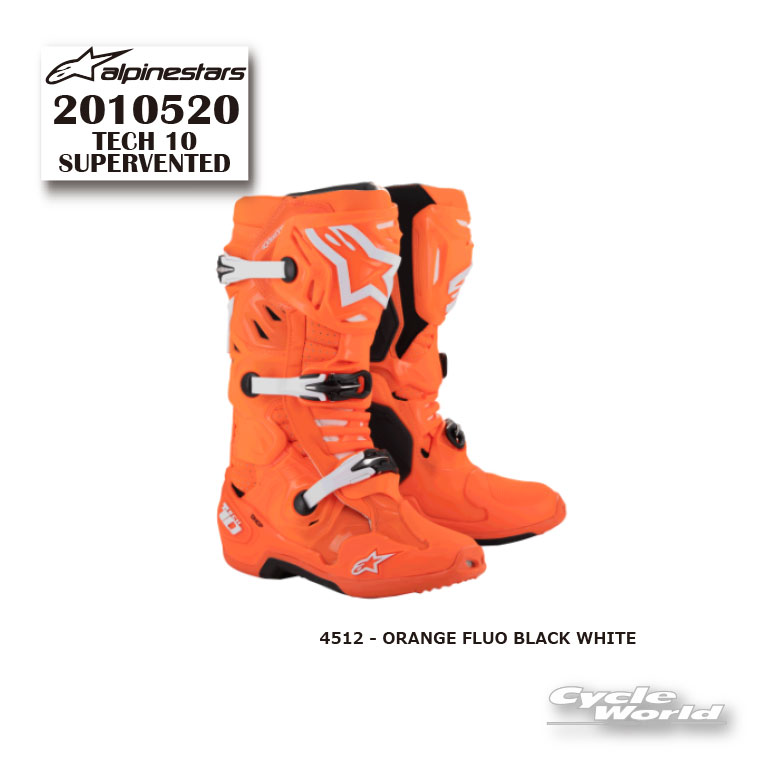☆ 正規品【ALPINESTARS】TECH 10 SUPERVENTED BOOTS 《2010520》ORANGE FLUO BLACK WHITE (4512)　 テック10　スーパーベント　ブーツ　アルパインスターズ　モトクロス オフロードブーツ　オフロード　イタリア取り寄せ【バイク用品】 57,594円