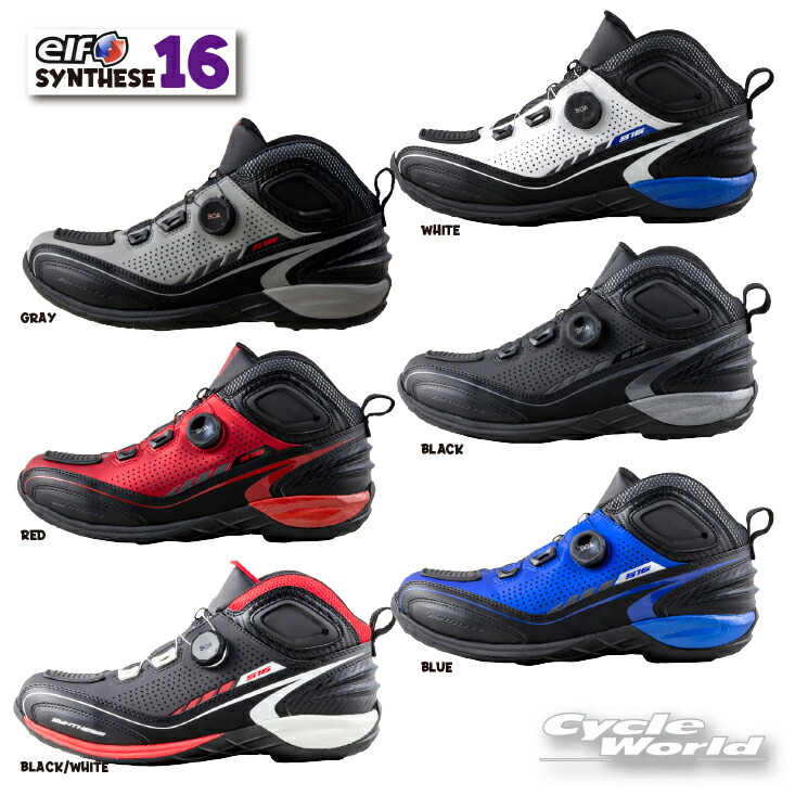 ☆* 正規取扱店【elf】エルフシューズ EL016 シンテーゼ16　synthese16　BOA ライディングシューズ 広島化成　オートバイ用　 スニーカー ツーリング　靴　人気【バイク用品】
