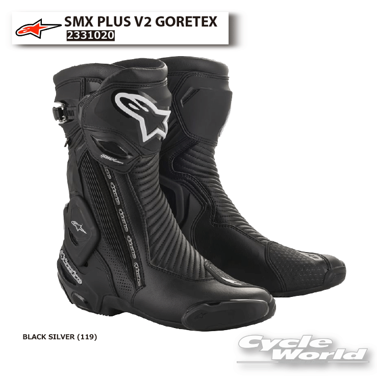 正規品【ALPINESTARS】SMX PLUS V2 GORETEX《BLACK SILVER (119)》SMX プラス V2 ゴアテックス レーシングブーツ イタリア取り寄せ オンロードブーツ 防水 アルパインスターズ 2331020【バイク用品】|バイク用品専門店サイクルワールド