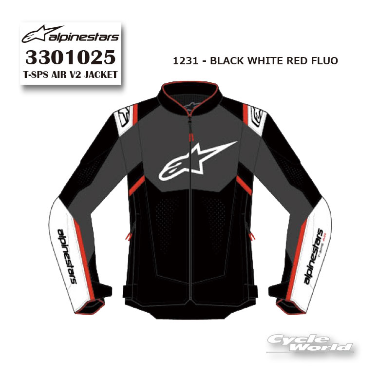 正規品【ALPINESTARS】T-SPS AIR V2 JACKET《3301025》 BLACK WHITE RED FLUO (1231) イタリア取り寄せ ジャケット スポーツ アルパインスターズ 【バイク用品】｜バイク用品専門店サイクルワールド