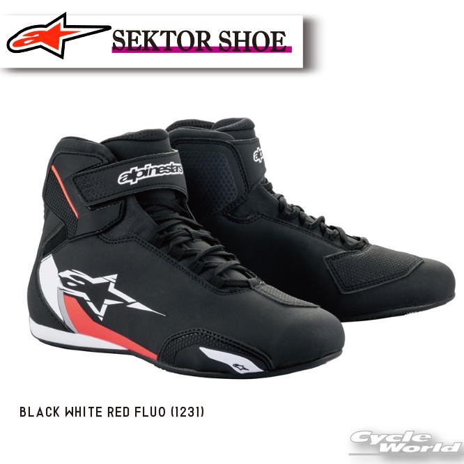 正規品【ALPINESTARS】SEKTOR SHOE 《BLACK WHITE RED FLUO (1231) 》セクター シューズ 靴 イタリア取り寄せ イタリア 直輸入ライディングシューズ ツーリング 街乗り アルパインスターズ 2515518【バイク用品】｜バイク用品専門店サイクルワールド