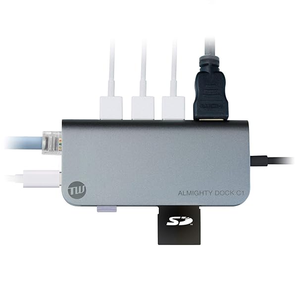 ALMIGHTY DOCK C1 マルチUSB-Cこしき Ethernet HDMI 4K PD相応う 空白文字薄墨色 TUN-OT-000028