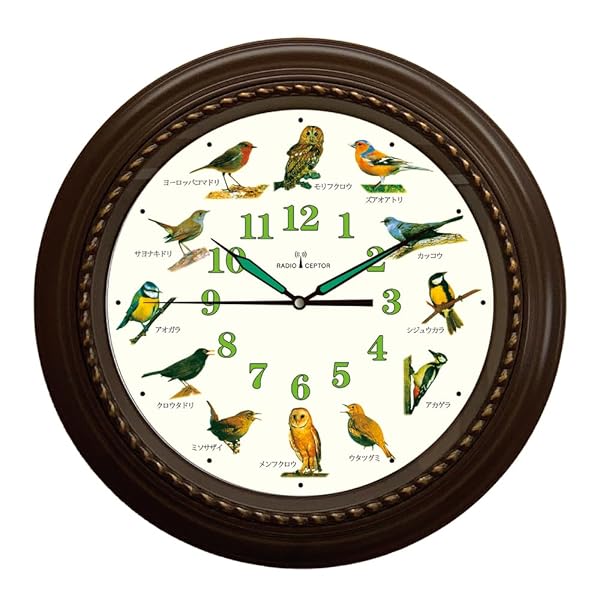 掛け時計 四季の野鳥がなる時報クロック 野鳥の声図鑑同梱 2801