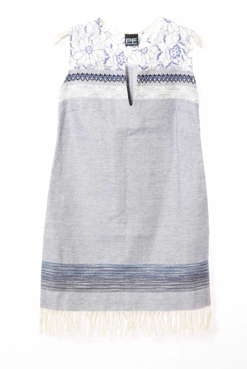 レディースファッション ワンピース 予約販売品 Frani Paola 美品 レース切替 中古 パオラフラーニ グレー 40 ワンピース フリンジ Beachsidecliniccr Com