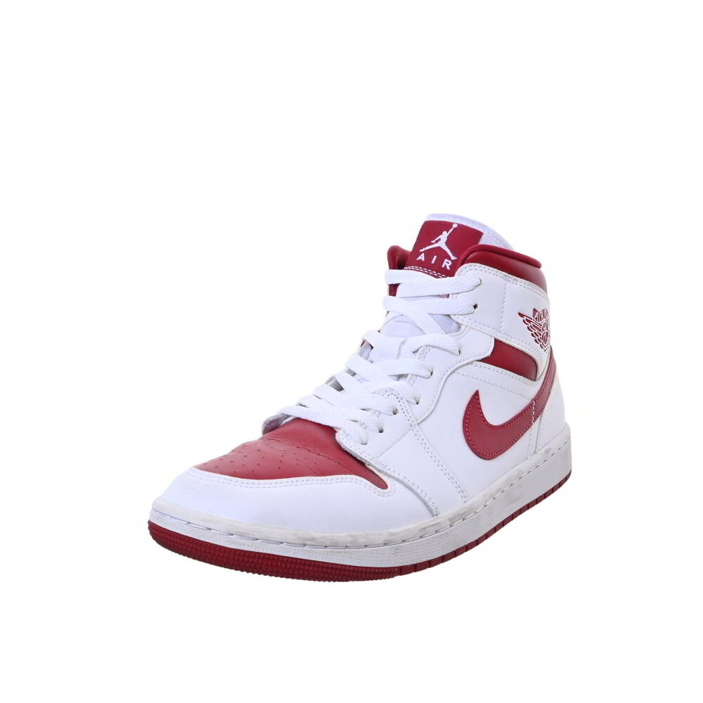 NIKE AIR JORDAN 1 MID WHITE/POMEGRANATE スニーカー 27.5糎 白いこと ナイキ 【中古】
