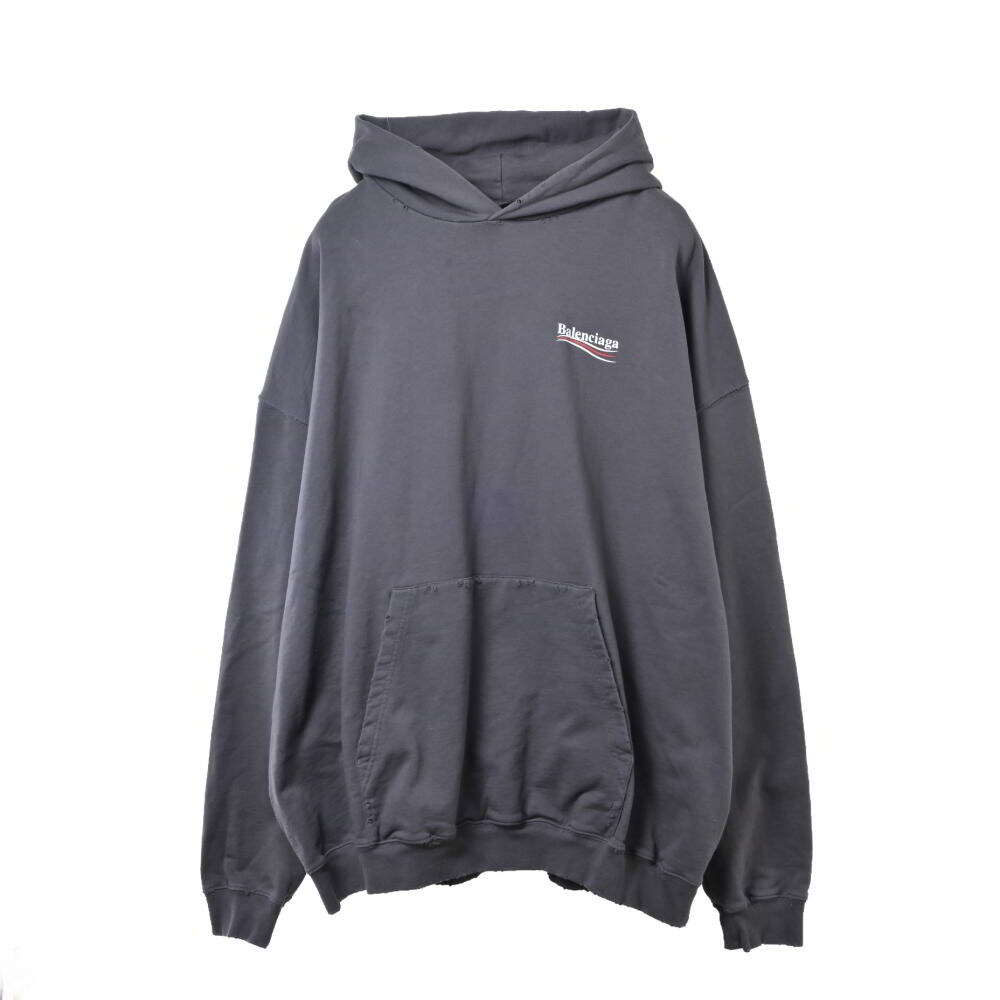 BALENCIAGA POLITICAL CAMPAIGN ロゴプリント プルオーバー パーカ XXS グレー バレンシアガ 【中古】|CYCLE HEARTS店