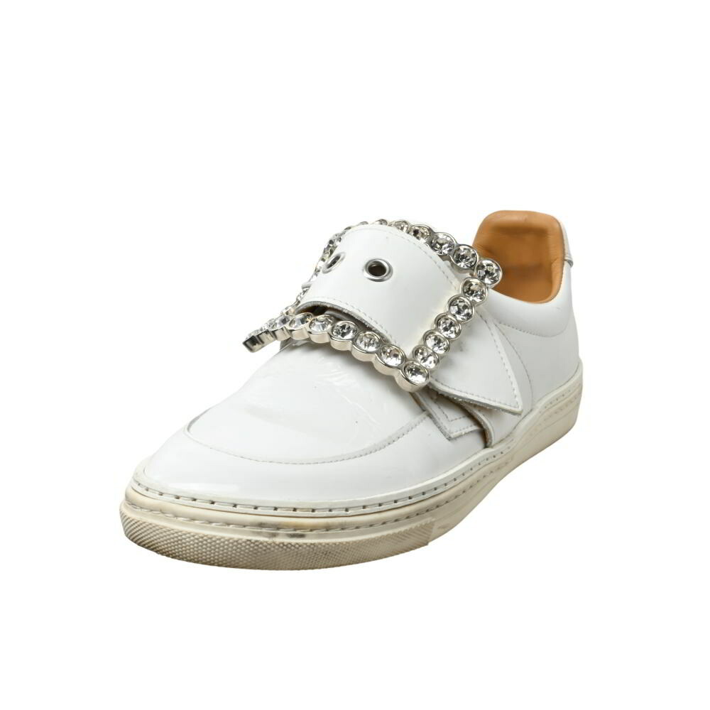 Maison Margiela ビジュー バックル エナメル 置き目とり捨てる スニーカー 37 白いこと 住みか マルジェラ 【中古】