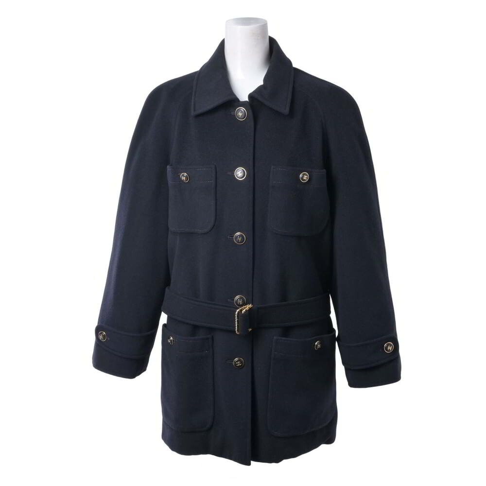 CHANEL 95A PO5319WO2253 ヴィンテージ カシミール 遊撃手 厚地の外套 36 黒いこと シャネル 【中古】