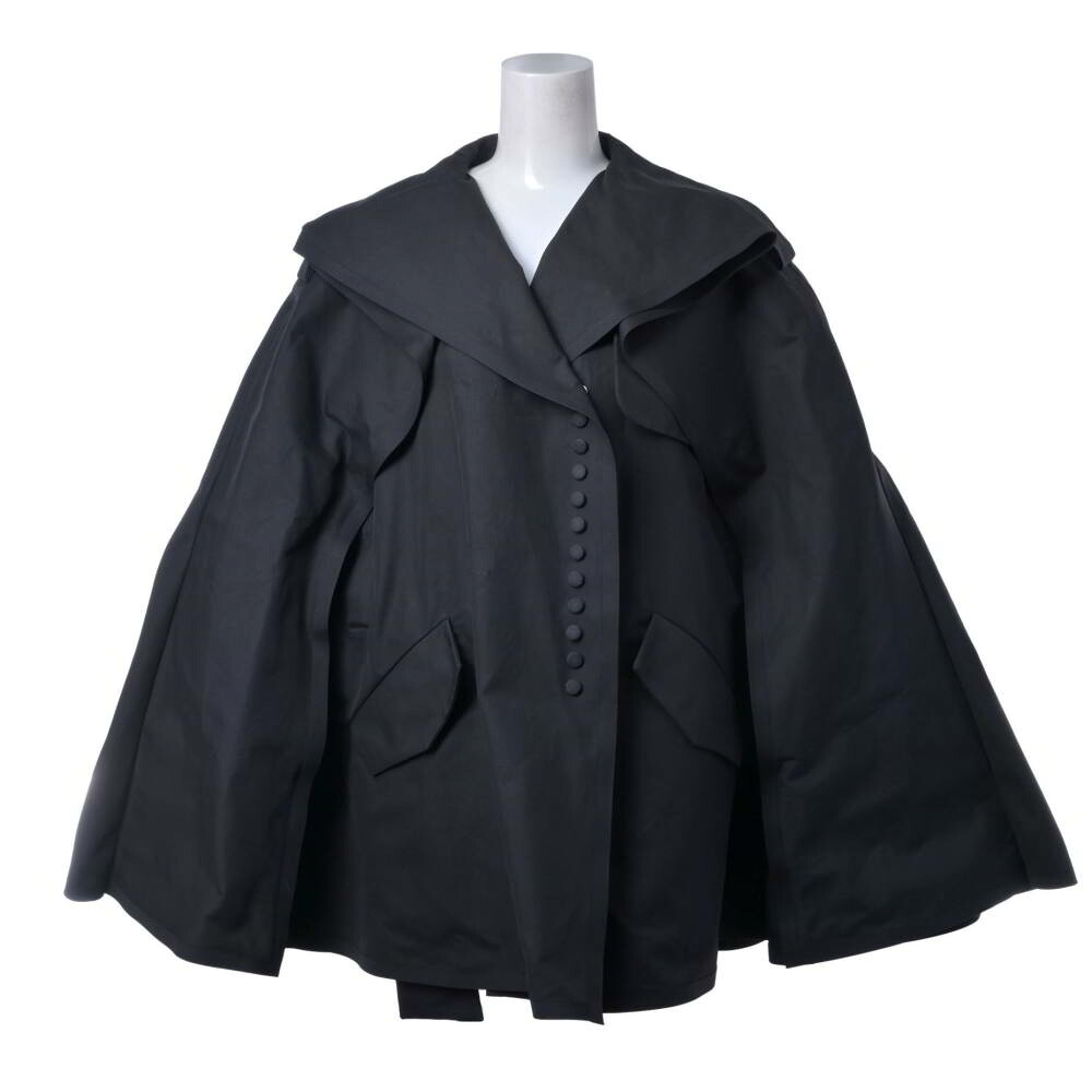 BALENCIAGA 綿織物 向こう正面 隙間 名取り草 ポンチョ 36 黒いこと バレンシアガ 【中古】