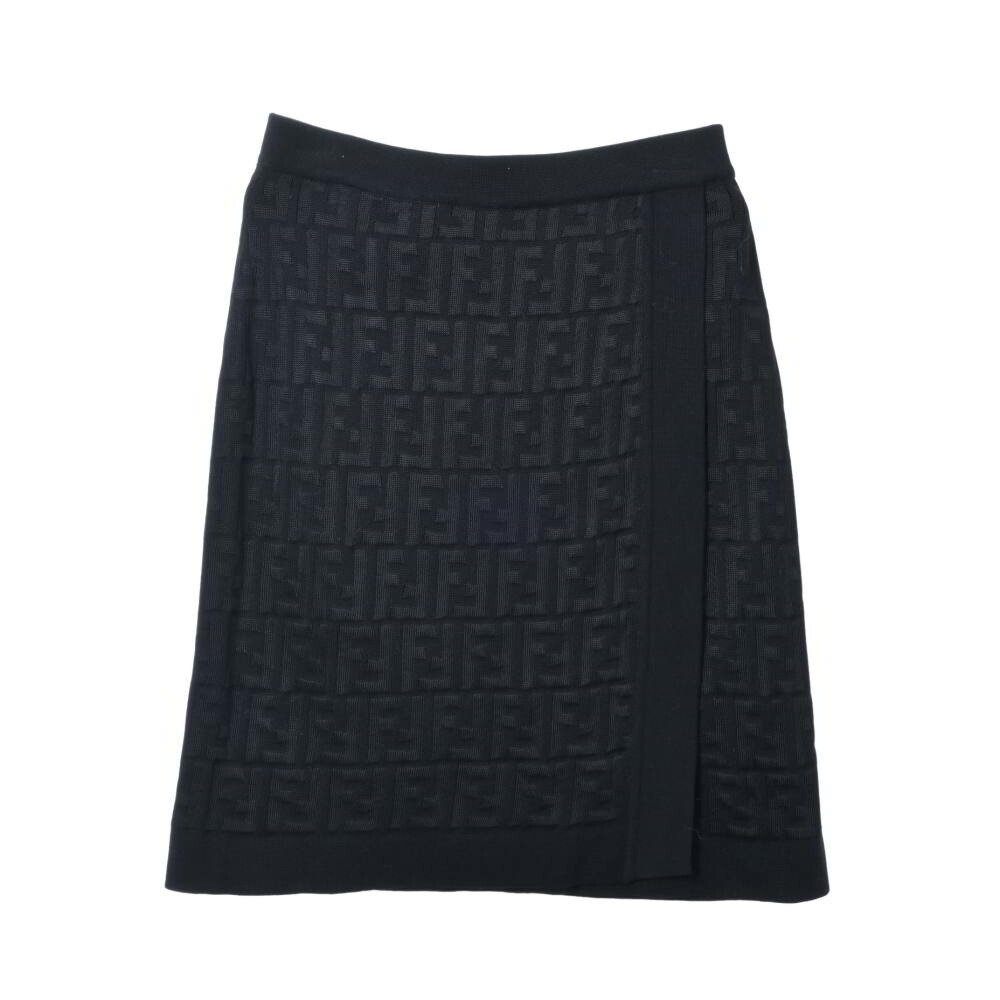 FENDI ヴィンテージ ズッカ 絨毛 編み物スコート 38 黒いこと フェンディ 【中古】 スカート-ボトムス-レディースファッション