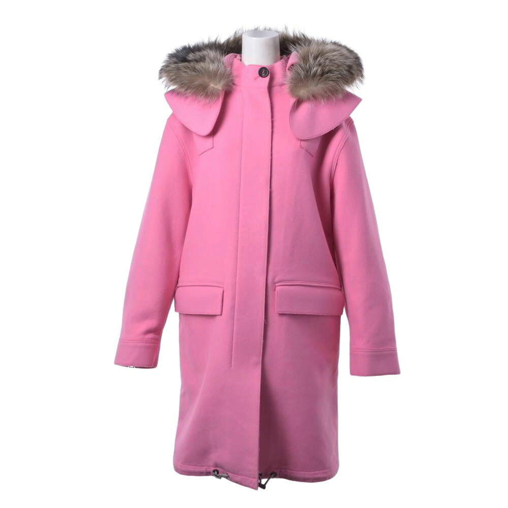 FENDI FF7938 マーモットファー付き添い人 カシミール混 ジップ 厚地の外套 38 さくら色 フェンディ 【中古】 コート・ジャケット-レディースファッション