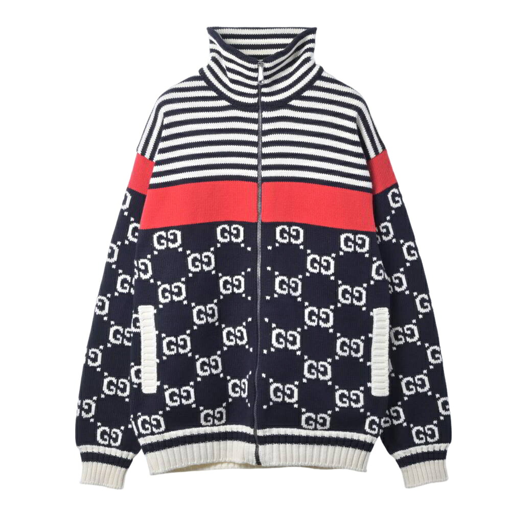 GUCCI GG柄  間借り人うつり変わり ジップ 編み物 上衣 XS 米国海軍 グッチ 【中古】