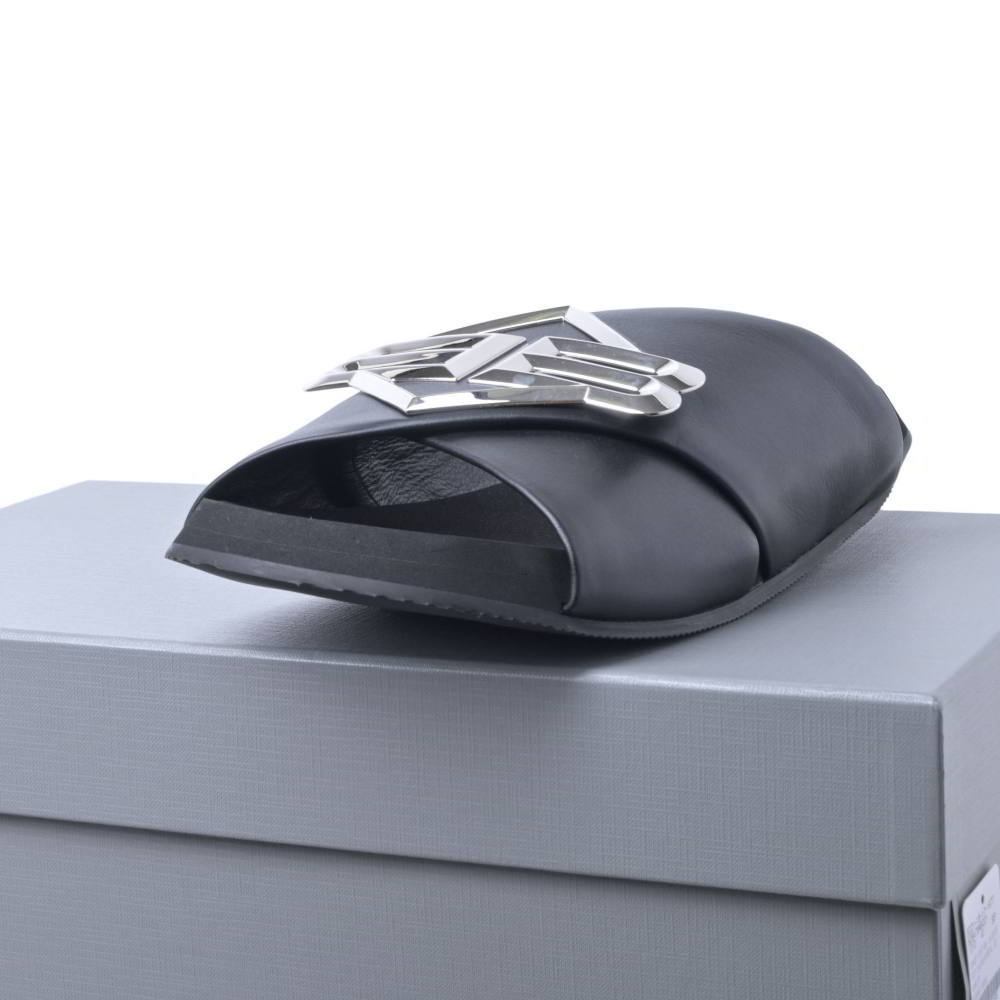 BALENCIAGA 828478 SUNSET FLAT BB カーフスキン サンダル 41 黒いこと バレンシアガ 【中古】