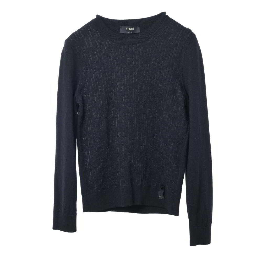 FENDI FZY413 FF ジャかばい立て ティーシャツ 編み物 50 黒いこと フェンディ 【中古】