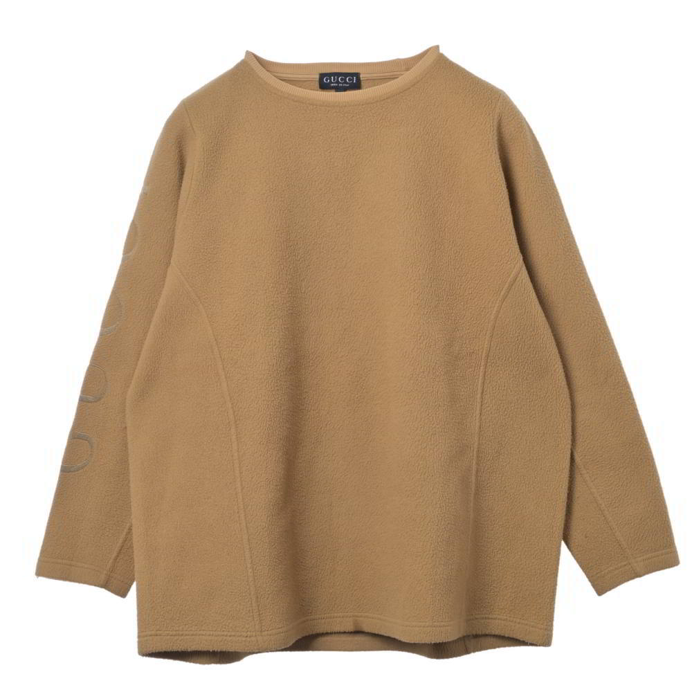 GUCCI 袖ロゴタイプ刺しゅう ティーシャツ フリース トップス S 赤銅色 グッチ 【中古】
