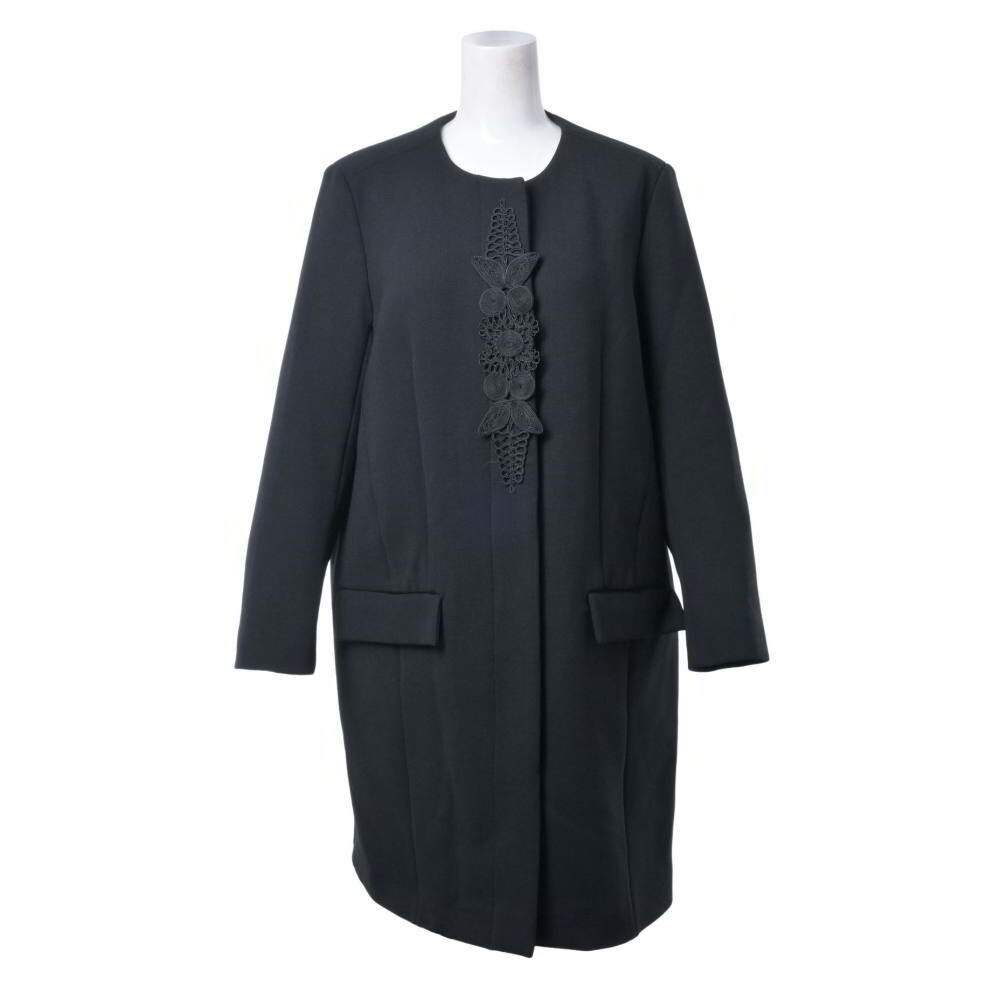 ETRO イタリア製 刺しゅう 否色合い 厚地の外套 40 黒いこと エトロ 【中古】