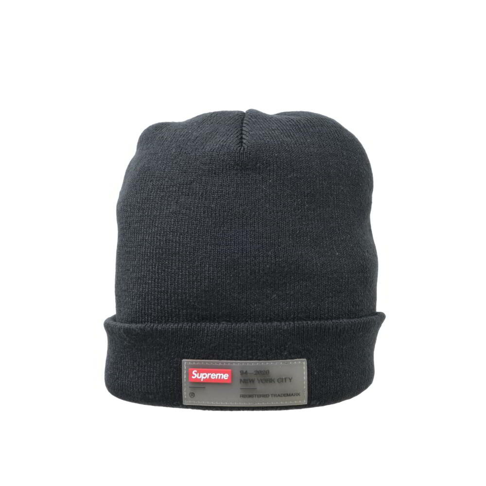 Supreme Clear Label Beanie ロゴタイプ付け札 編み物 旗がしら - 黒いこと シュプリーム 【中古】