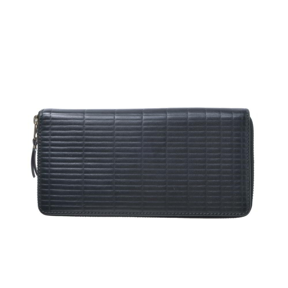 COMME des GARCONS 型押し なめし革 ラウンドジップ ウォレット 長紙入れ - 黒いこと コムデ給仕 【中古】