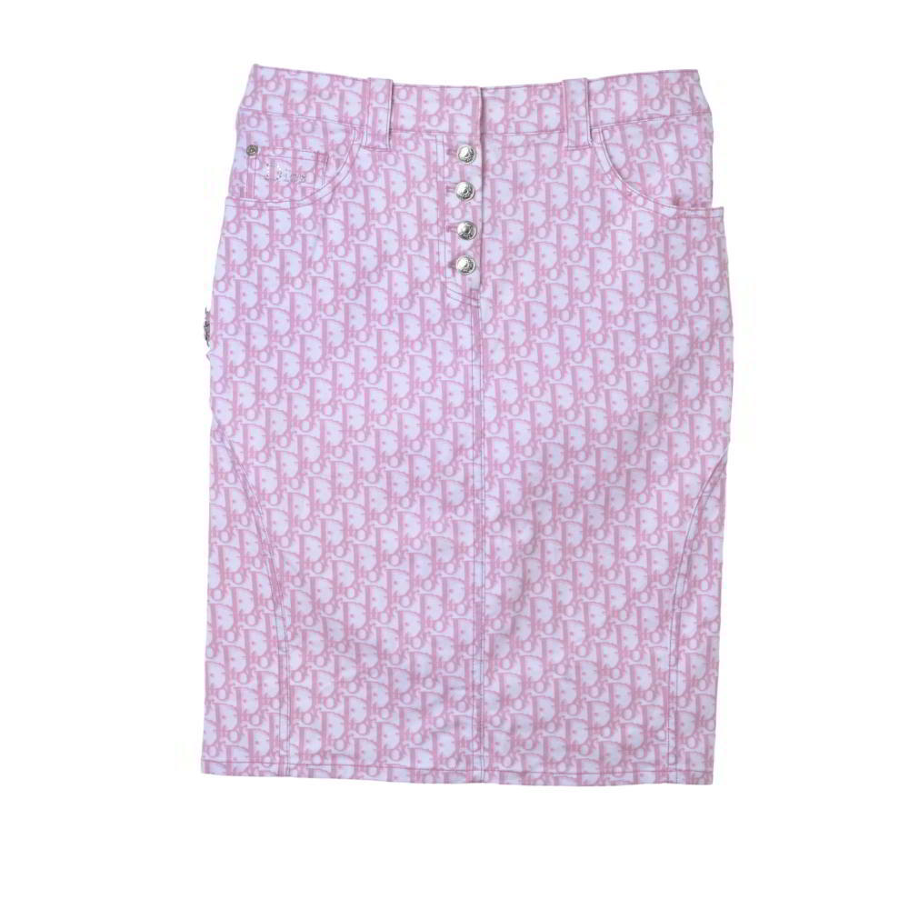 Christian Dior 4P12033501 ガリアーノ期 トロッター柄 スコート 伝達ルート石ころ付き添い人 38 さくら色 ディオール 【中古】