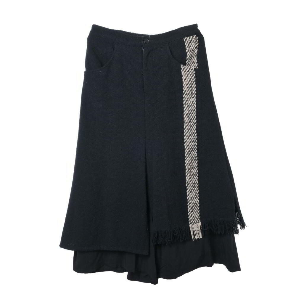 Yohji Yamamoto FE-P23-121 ツィード スコート ズボン下 1 黒いこと ヨウジヤマモト 【中古】