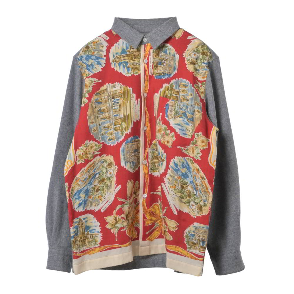 COMME des GARCONS HOMME PLUS AD1999 PB-040440 Souvenir Kitsch期 YOKOHAMA 刷り上げる ティーシャツ - 薄墨色 コムデ給仕 オム プ 【中古】