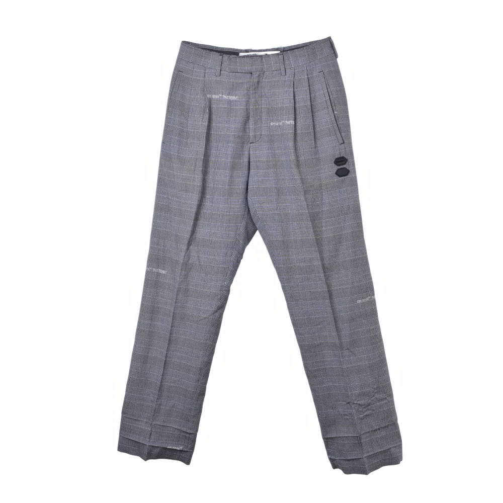OFF-WHITE グレンチェック ツータック スラックス パンツ 46 グレー オフホワイト 【中古】｜CYCLE HEARTS店