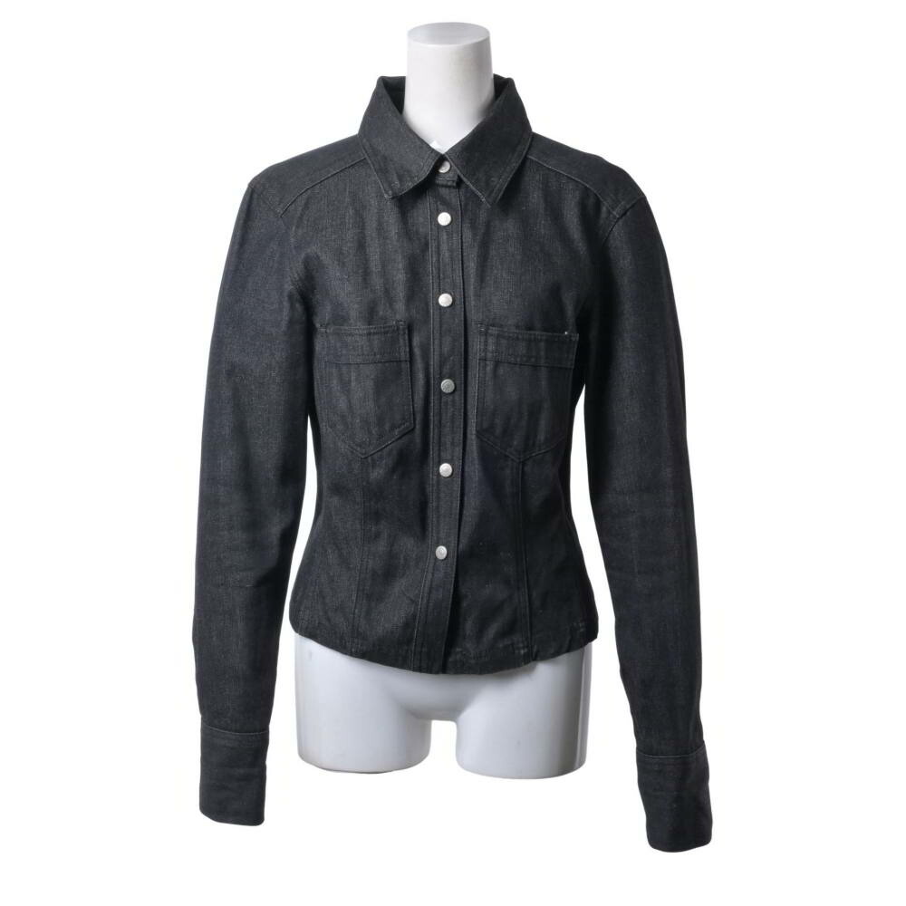 GUCCI イタリア製 綿織物 プルオーバー ロゴタイプ名取り草付き添い人 40 黒いこと グッチ 【中古】