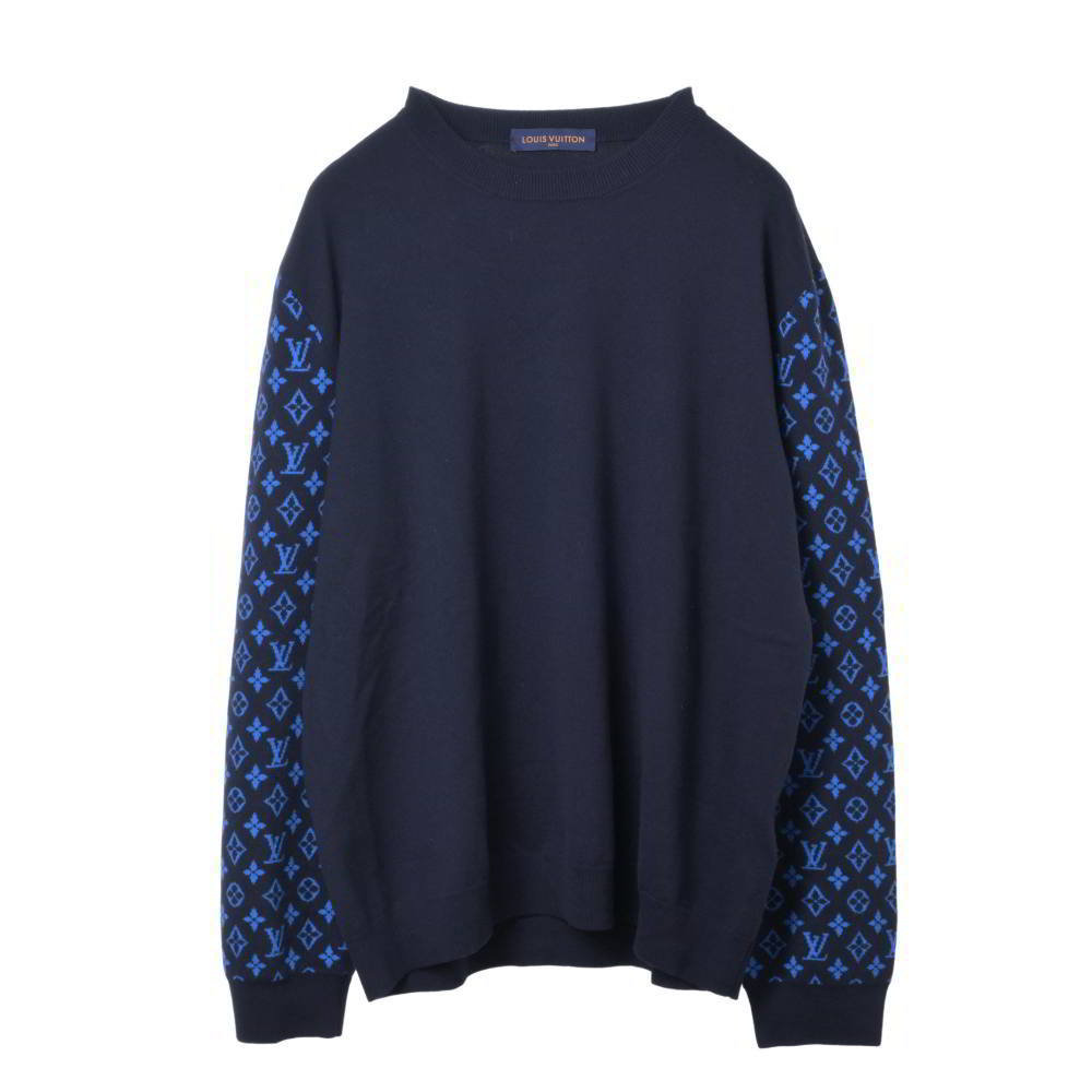 LOUIS VUITTON RM231Q R93 HON42W モノグラムスリーブ 切替 ウール カシミヤ ニット 4L ダークネイビー ルイヴィトン 【中古】|CYCLE HEARTS店