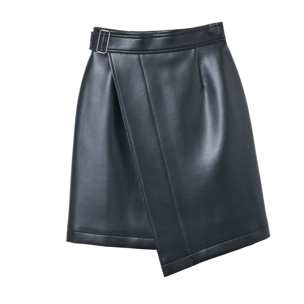 COMME des GARCONS フェイクレザー ラップ スカート M ブラック コムデギャルソン 【中古】｜CYCLE HEARTS店