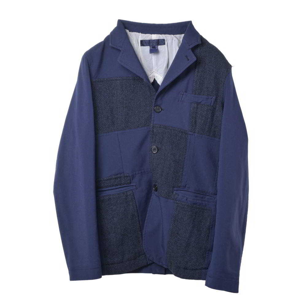 COMME des GARCONS SHIRT W19111 ポリウール パッチワーク 3B ジャケット S ネイビー コムデギャルソンシャツ 【中古】｜CYCLE HEARTS店