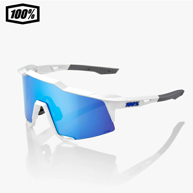 100% ワンハンドレッド SPEEDCRAFT スピードクラフト Matte White HiPER Blue Multilayer Mirror Lens サングラス｜サイクリック店