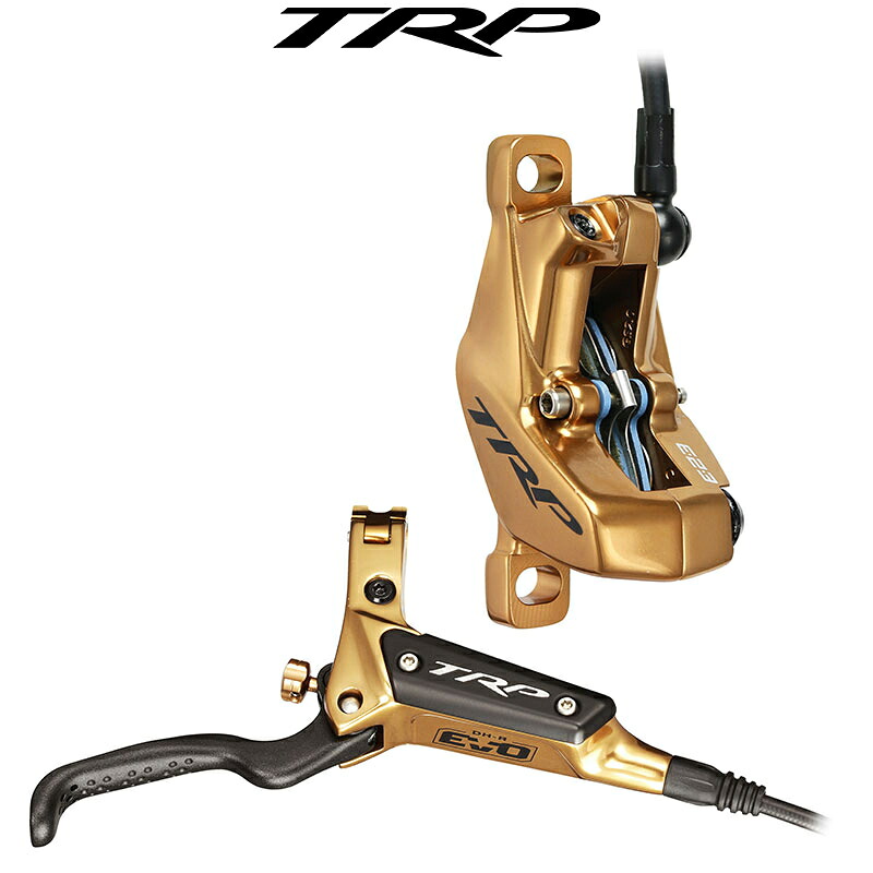TRP 鍛造CNC切削ポリッシュドブレーキレバー＆4ピストンキャリパー DHR EVO HD-M846 ハイポリッシュ ゴールド 左レバー ティーアールピー