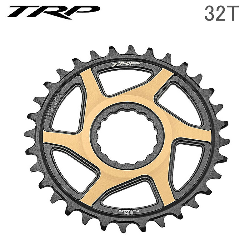 TRP ティーアールピー EVO 12 CHAINRING 32T サンドブラステッドブラック/ゴールド  チェーン店輪っか スポーツ・アウトドア-自転車・サイクリング