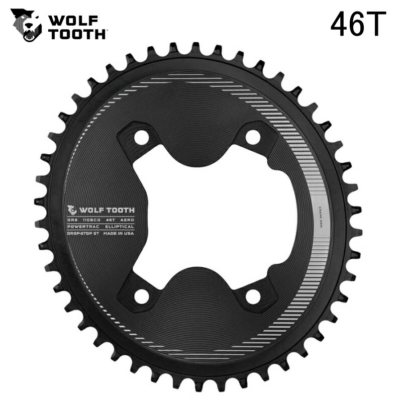 WolfTooth ウルフトゥース Oval 110 BCD Asymmetric 4-Bolt Aero Chainrings for GRX Cranks Drop-Stop ST 46T 16,223円