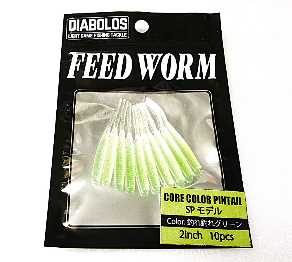 楽天市場 Diabolos Feed Worm フィード ワーム 釣れ釣れグリーン 2インチ 10本入 ポタリング フィッシングdenden