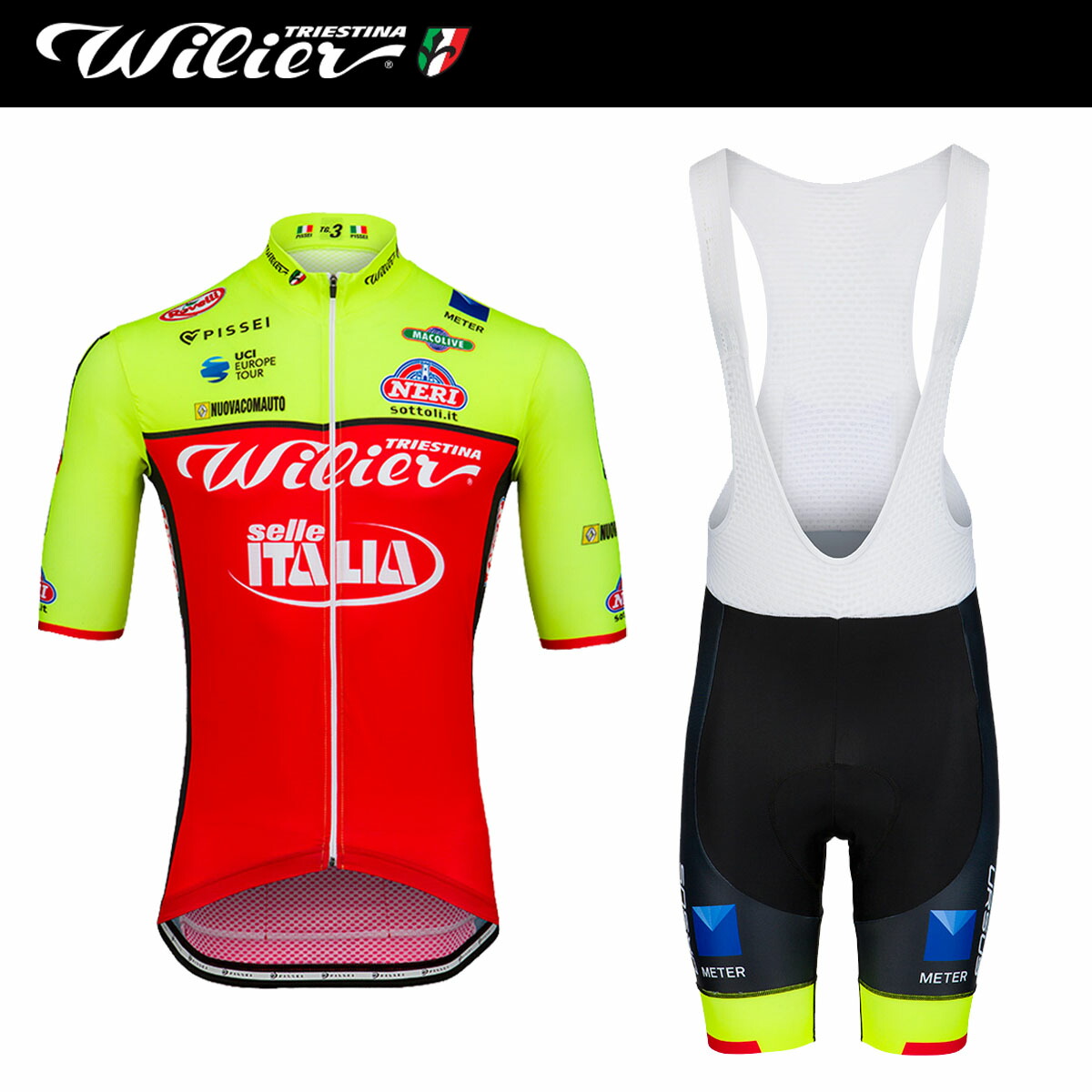 ＜最安値挑戦中＞☆WILIER ウィリエール セライタリア レプリカ WL254半袖ジャージ+WL255ビブショーツ