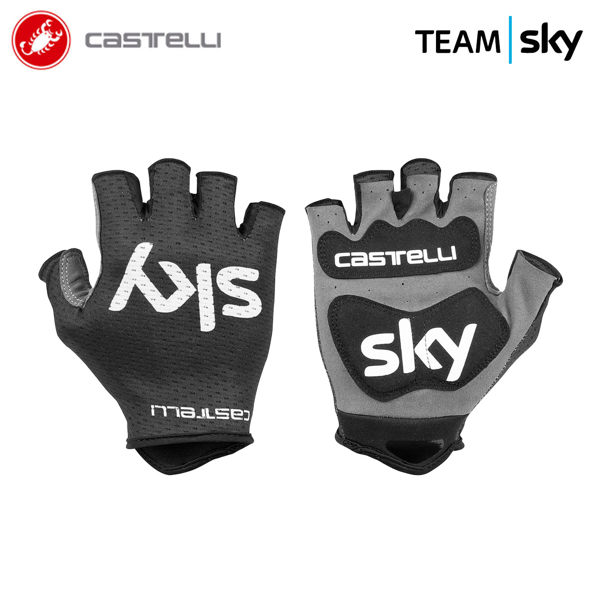 ＜最安値挑戦中＞☆CASTELLI 9148 TEAM SKY TRACK MITTS カステリ チームスカイ トラック ミット 指切グローブ(プロ選手モデル)