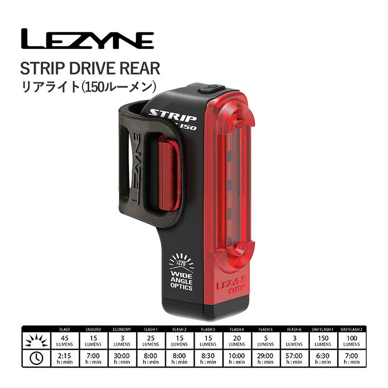 ＜最安値挑戦中＞☆LEZYNE STRIP DRIVE REAR レザイン ストリップ ドライブ リアライト 充電式 普通郵便(追跡なし土日祝除く)