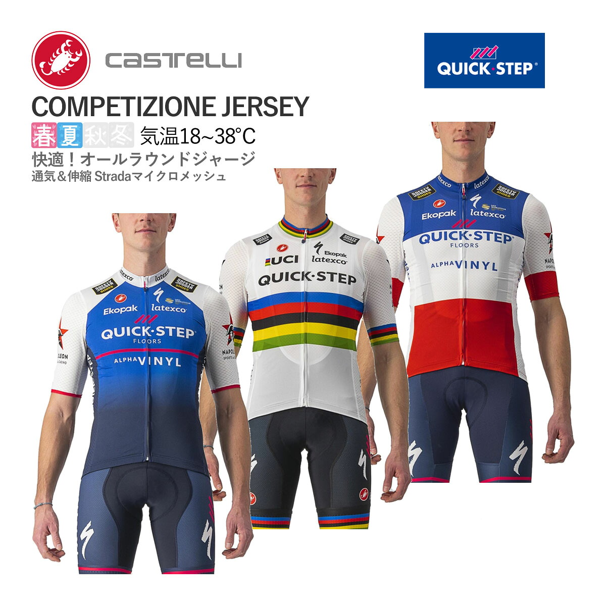 ＜最安値挑戦中＞☆CASTELLI 32180 QUICK STEP COMPETIZIONE JERSEY カステリ クイックステップ 半袖ジャージ