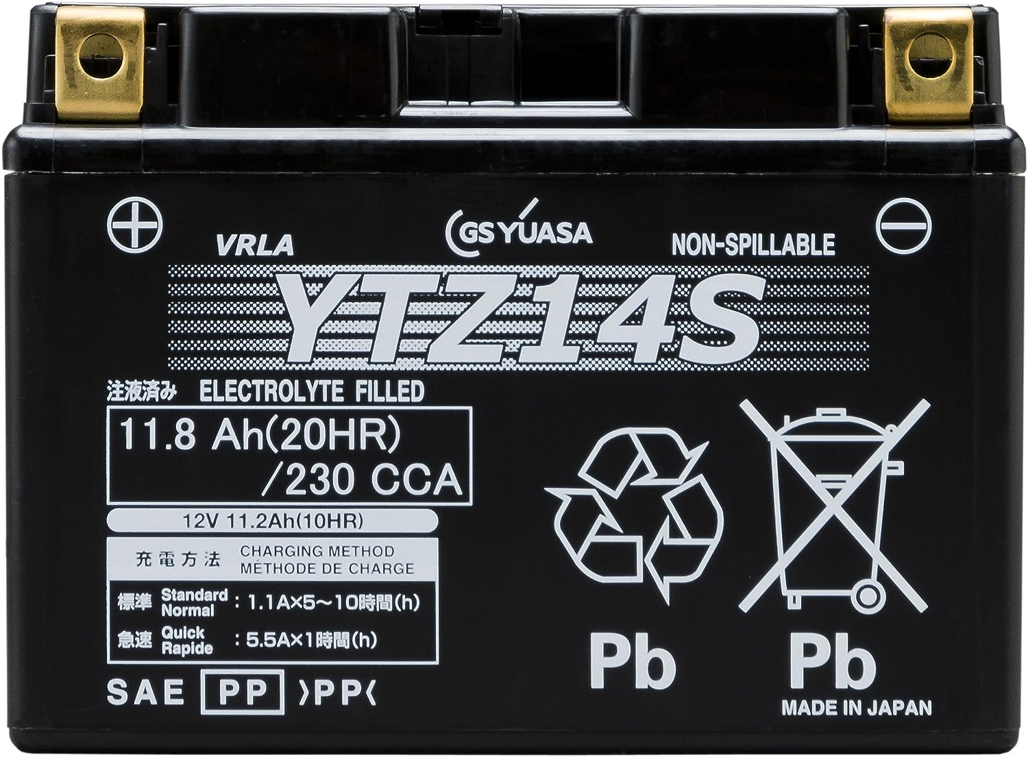 GSユアサ 　YTZ14S　VRLA（制御弁式） バイク用バッテリー ジーエス ユアサ｜CYD