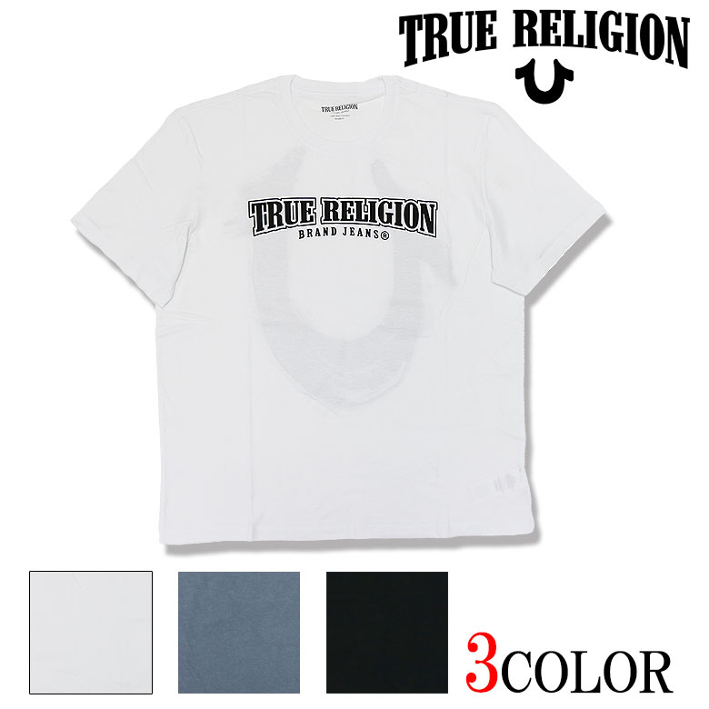 True Religion トゥルーレリジョン プルオーバー 半袖 カットソー RELAXED NU BURASH TEE 鉄蹄 平ったい鍵を掛ける 刺しゅう メンズ