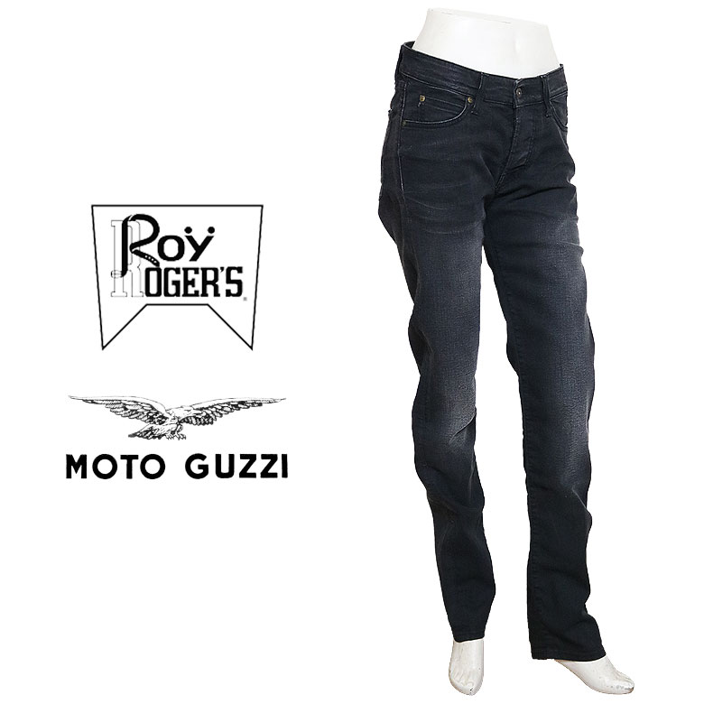 【Roy Roger's】ロイロジャース Denim Black Stretch Ragan　MOTO GUZZIデニム ジーンズ ストレッチ ボタンフライ ウォッシュ加工 カジュアル スリムモデル コラボ｜DBLAND