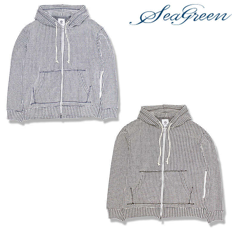【SEAGREEN】シーグリーン パーカー フーディ ジップアップ ビッグワッフル リラックス 凹凸感 セキュリティーポケット 清涼感 爽やか 長袖 メンズ