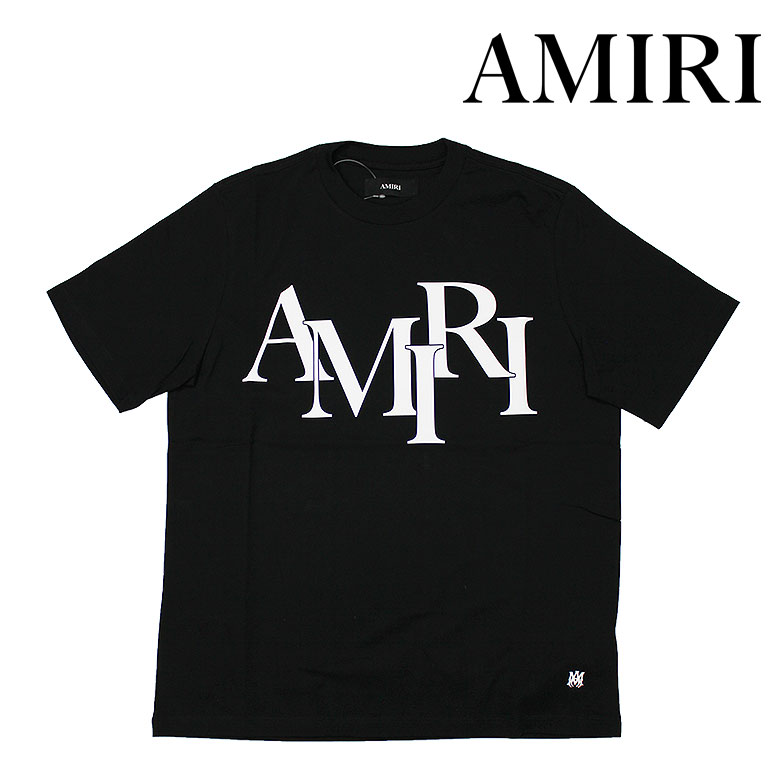 【AMIRI】アミリ プルオーバー 半袖 カットソー 遊撃手捩り STAGGRED LOGO TEE レギュラー相応う スタッガーロゴプリント メンズ 心地好い
