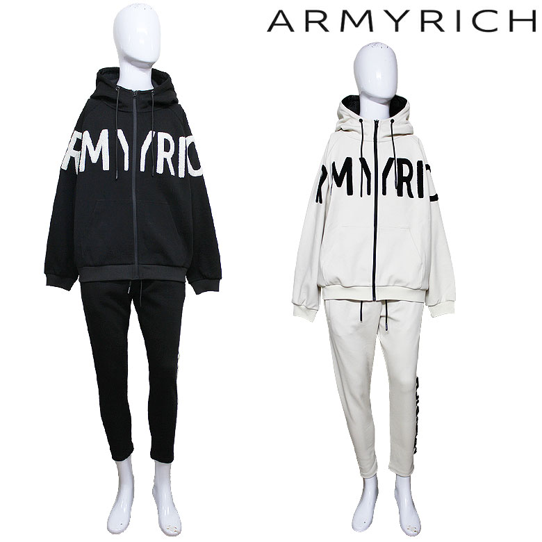 【ARMYRICH】 アーミーリッチ サガラ刺しゅうフルジップパーカーセットアップ 鹿の子 プルオーバー イージーパンツ オール類概念 運動競技 上下仕掛ける SETUP メンズ