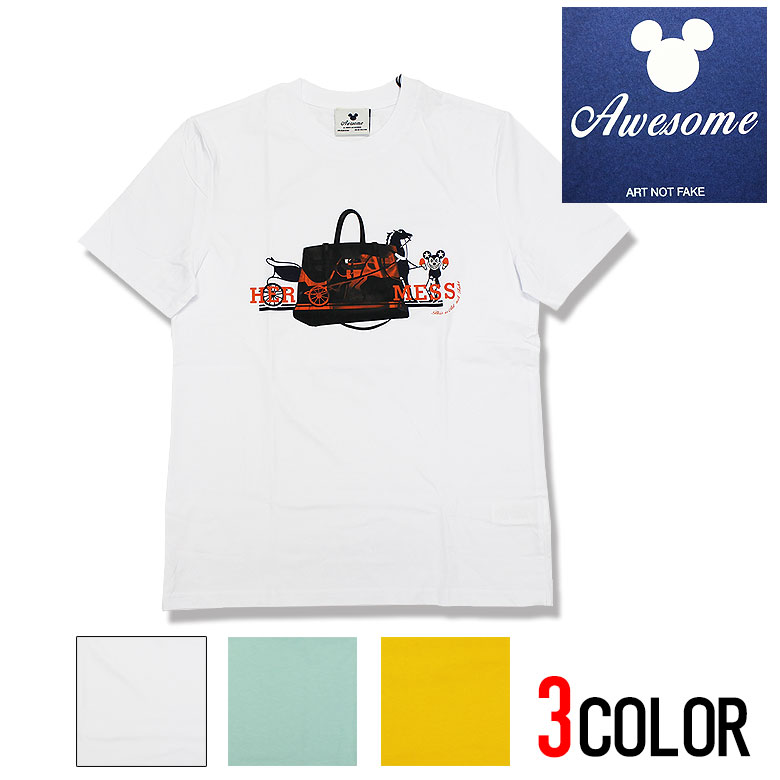 【30%OFF】【AWESOME】 オー総締め プルオーバー 半袖 カットソー 遊撃手捩り CLASSIC TEE 文字記号 刷り上げる メンズ ユニ 心地好い