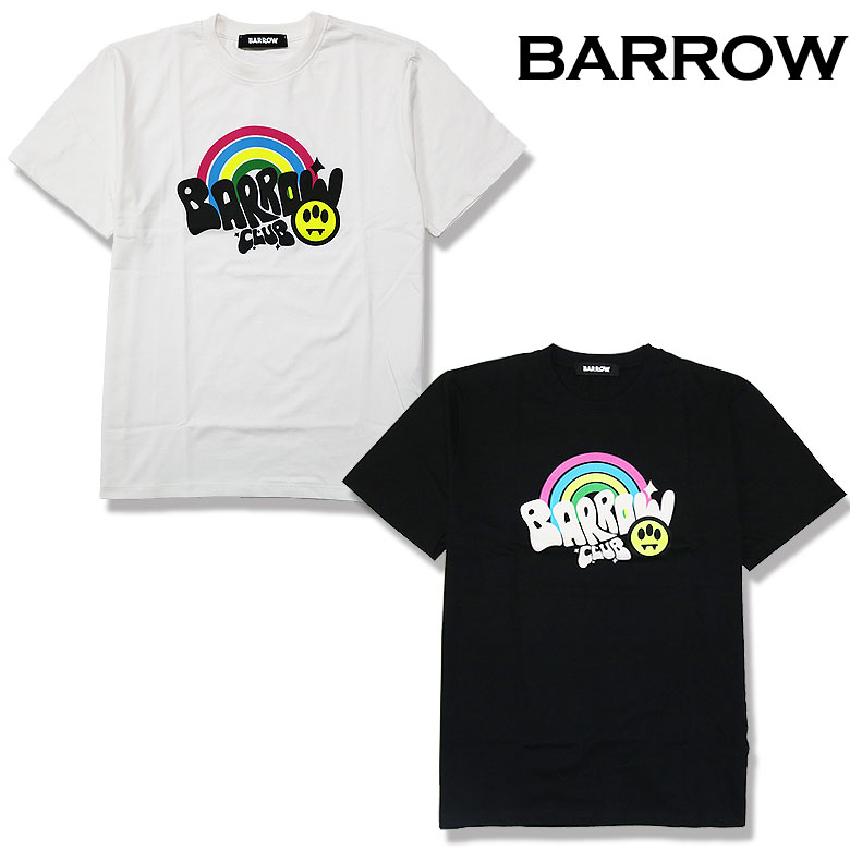 [BARROW]BARROWスマイルプリント半袖 ロゴTシャツ 未使用 BARROW バロウ 半袖Tシャツ バックプリントスマイル蛍光