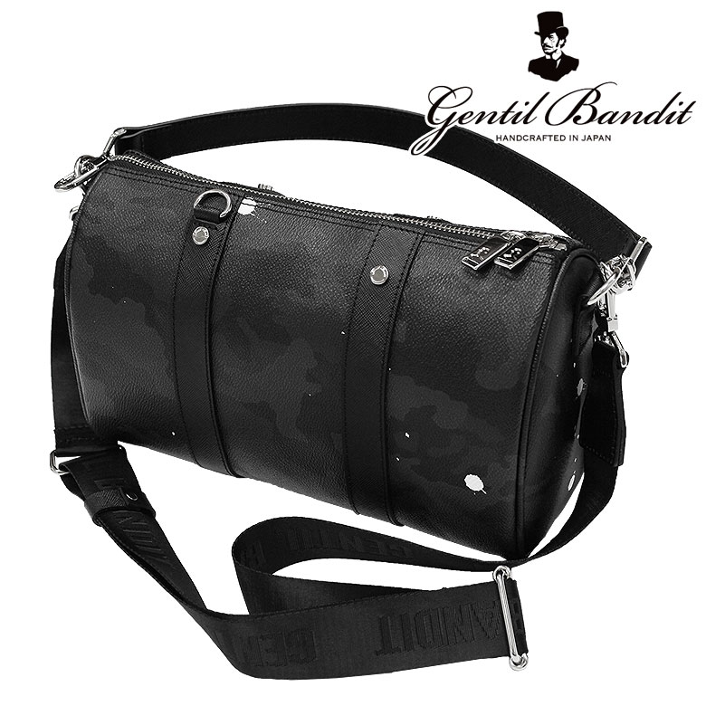 【GENTIL BANDIT】ジャンティバンティ ミニボストンバッグ クロスボディバッグ 鞄 鞄 家鴨フラ柄 黒いこと家鴨 2WAY パウダーコンパクト メンズ ユニ