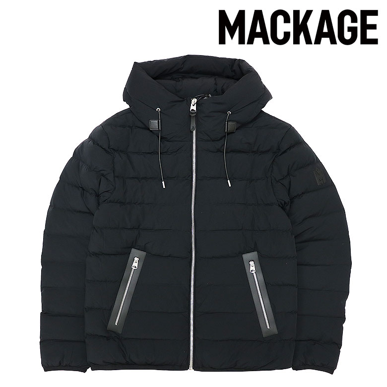 【MACKAGE】マッカージュ ダウンジャケット 定番アイテム JACK-Z フードあり ロゴパッチ 秋冬 暖かい 撥水加工 モダン メンズ エッジペイント 贅沢